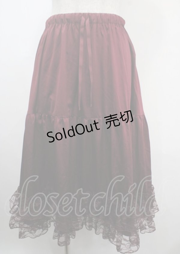 画像1: axes femme kawaii / レースフリルペチスカート M ワイン Y-25-03-26-177-AX-SK-SZ-OS (1)