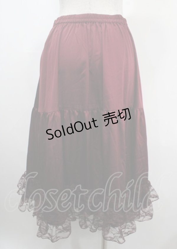 画像2: axes femme kawaii / レースフリルペチスカート M ワイン Y-25-03-26-177-AX-SK-SZ-OS (2)