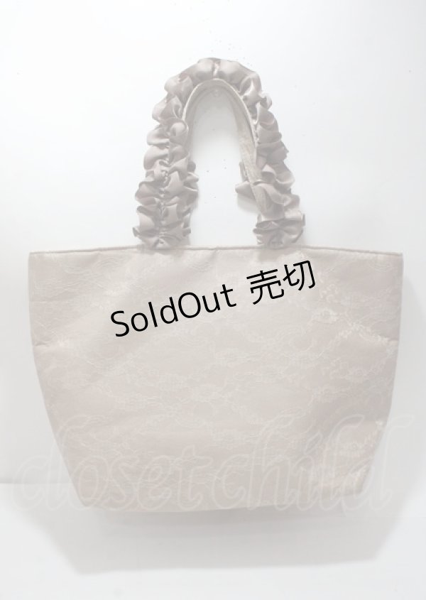 画像2: Maison de FLEUR / レースサテンフリルハンドルトートプチ F ベージュ Y-25-03-26-026-LO-BG-SZ-ZY (2)