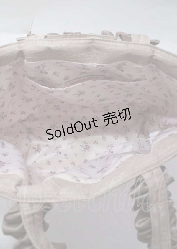 画像3: Maison de FLEUR / レースサテンフリルハンドルトートプチ F ベージュ Y-25-03-26-026-LO-BG-SZ-ZY (3)