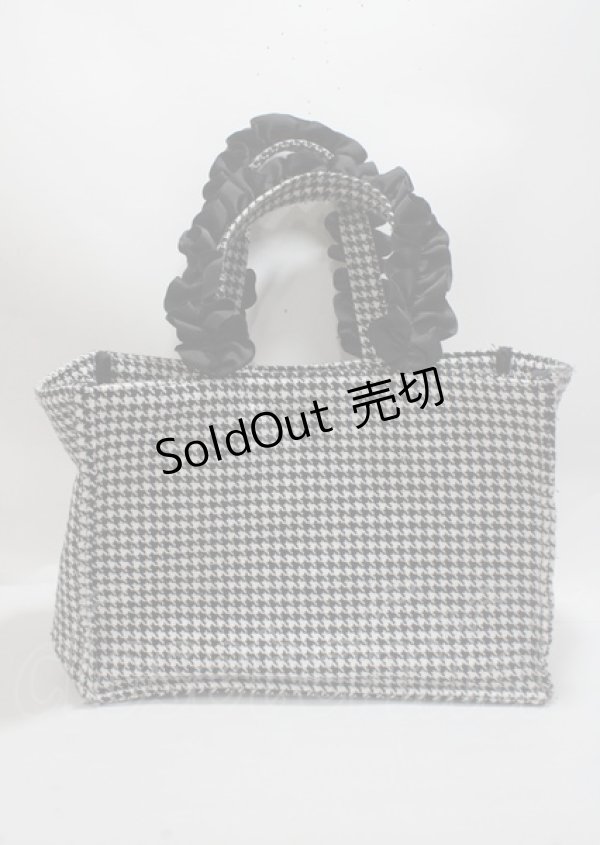 画像2: Maison de FLEUR / 千鳥格子 フリルハンドルトートSバッグ F ブラック Y-25-03-26-028-LO-BG-SZ-ZY (2)