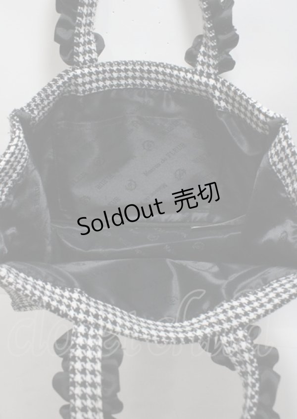 画像3: Maison de FLEUR / 千鳥格子 フリルハンドルトートSバッグ F ブラック Y-25-03-26-028-LO-BG-SZ-ZY (3)