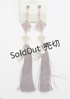 画像: axes femme POETIQUE / チャイナモチーフイヤリング  ワイン Y-25-03-26-003-AX-AC-SZ-ZY