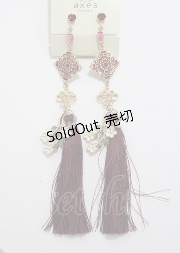 画像1: axes femme POETIQUE / チャイナモチーフイヤリング  ワイン Y-25-03-26-003-AX-AC-SZ-ZY (1)