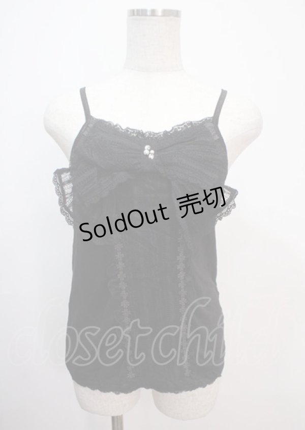 画像1: axes femme / BIGリボンレースキャミソール M 黒 Y-25-04-01-042-AX-TO-SZ-ZY (1)
