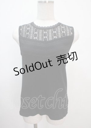 画像: axes femme POETIQUE / レースプチスタンド襟タンク M 黒 Y-25-04-01-045-AX-TO-SZ-ZY
