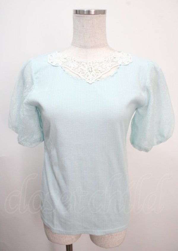 画像1: axes femme / 袖レースプルオーバー M サックス Y-25-04-01-059-AX-TO-SZ-ZY (1)
