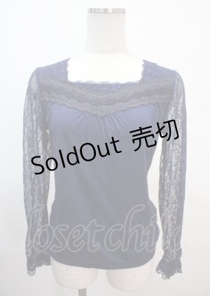 画像: axes femme / 袖レースプルオーバー M 紺 Y-25-04-01-061-AX-TO-SZ-ZY
