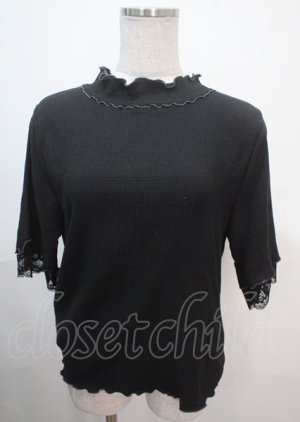 画像: axes femme / 配色メロー袖レースプルオーバー M 黒 Y-25-04-01-062-AX-TO-SZ-ZY