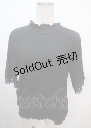 画像: axes femme / 配色メロー袖レースプルオーバー M 黒 Y-25-04-01-062-AX-TO-SZ-ZI