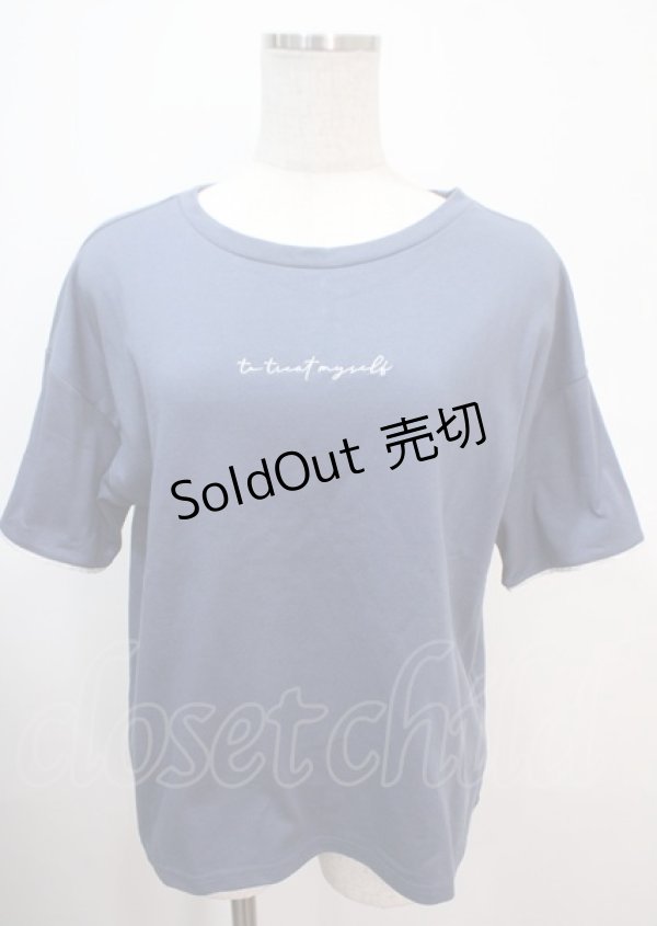 画像1: axes femme / ラメ刺繍ロゴＴシャツ F 紺 Y-25-04-01-067-AX-TO-SZ-ZI (1)