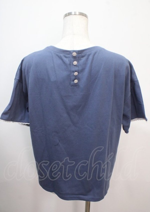 画像2: axes femme / ラメ刺繍ロゴＴシャツ F 紺 Y-25-04-01-067-AX-TO-SZ-ZY (2)