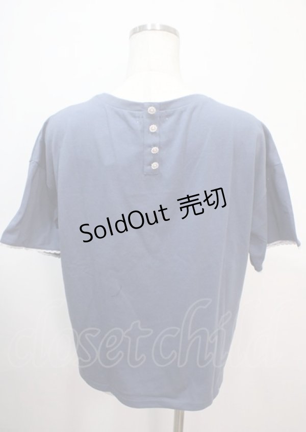 画像2: axes femme / ラメ刺繍ロゴＴシャツ F 紺 Y-25-04-01-067-AX-TO-SZ-ZI (2)