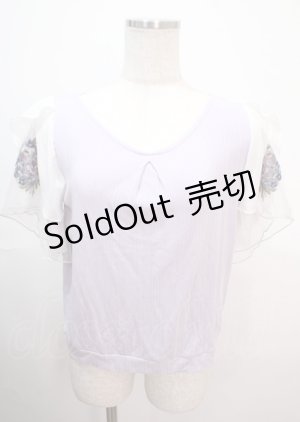 画像: axes femme / 袖花刺繍リブプルオーバー M ラベンダー Y-25-04-01-068-AX-TO-SZ-ZY
