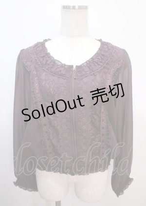 画像: axes femme / レース切替シフォンブルゾン M ワイン Y-25-04-01-069-AX-TO-SZ-ZY
