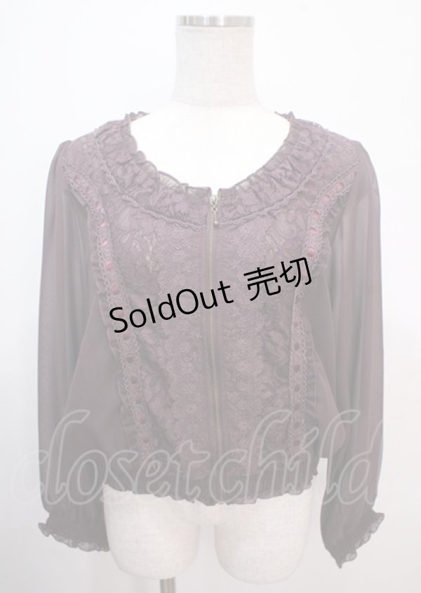 画像1: axes femme / レース切替シフォンブルゾン M ワイン Y-25-04-01-069-AX-TO-SZ-ZY (1)