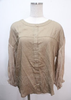 画像: axes femme / ノーカラーシャツ  ベージュ Y-25-04-01-070-AX-BL-SZ-ZY
