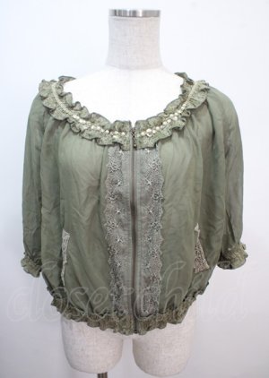 画像: axes femme / シャーリングシフォンブルゾン M カーキ Y-25-04-01-071-AX-JA-SZ-ZY