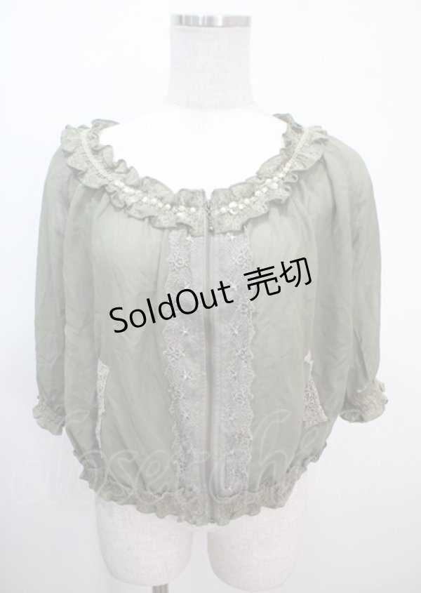 画像1: axes femme / シャーリングシフォンブルゾン M カーキ Y-25-04-01-071-AX-JA-SZ-ZY (1)