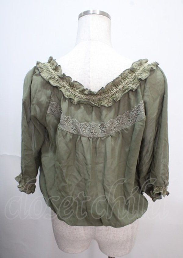 画像2: axes femme / シャーリングシフォンブルゾン M カーキ Y-25-04-01-071-AX-JA-SZ-ZY (2)
