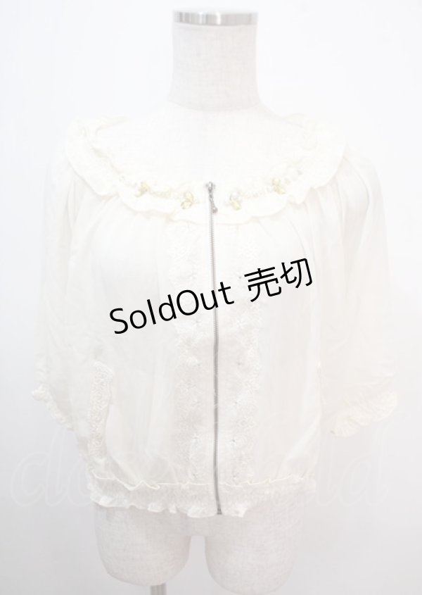 画像1: axes femme / シャーリングシフォンブルゾン M 生成り Y-25-04-01-085-AX-JA-SZ-ZY (1)