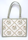 画像1: axes femme POETIQUE / ローズ刺繍レトロトートバッグ  グリーン Y-25-04-01-013-AX-BG-SZ-ZY (1)