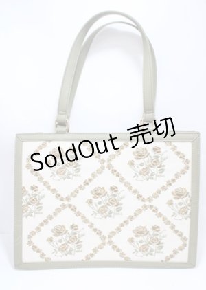画像: axes femme POETIQUE / ローズ刺繍レトロトートバッグ  グリーン Y-25-04-01-013-AX-BG-SZ-ZY