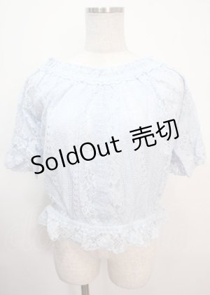 画像: axes femme / 総レースオフショルプルオーバー M サックス Y-25-04-01-097-AX-TO-SZ-ZY