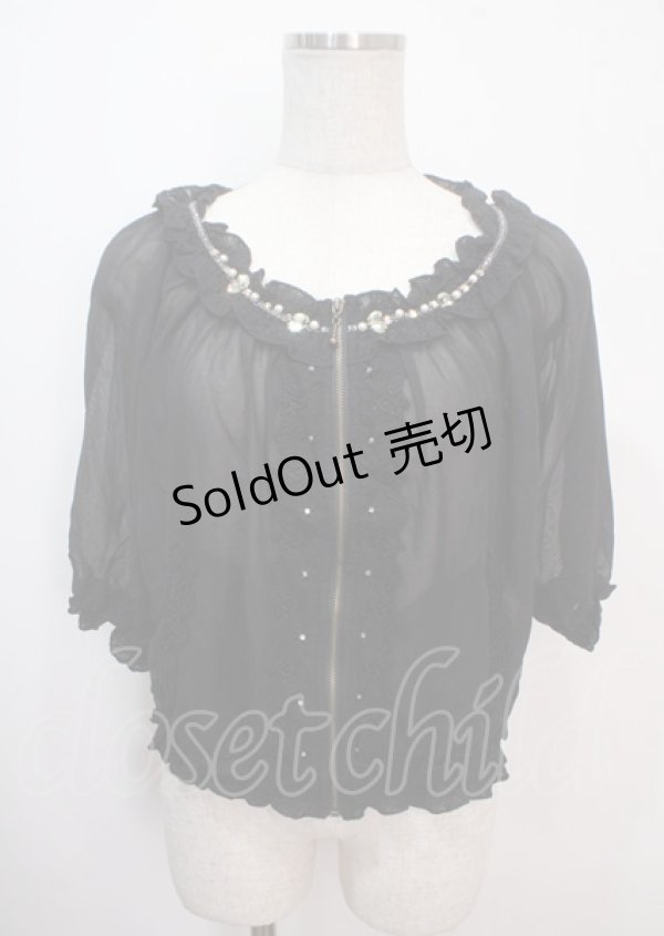 画像1: axes femme / シャーリングシフォンブルゾン M 黒 Y-25-04-01-100-AX-JA-SZ-ZY (1)