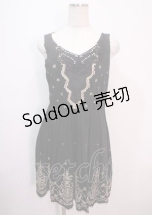 画像: axes femme / 裾刺繍ブロッキングワンピース M 黒 Y-25-04-01-109-AX-OP-SZ-ZI