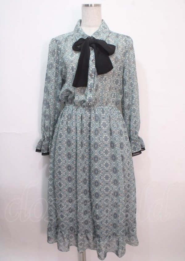 画像1: axes femme / 総柄シアーロングワンピース  ミント Y-25-04-01-121-AX-OP-SZ-ZI (1)