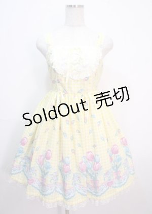 画像: Angelic Pretty / Tulip Bouquetジャンパースカート  イエロー Y-25-04-01-126-AP-OP-SZ-ZY