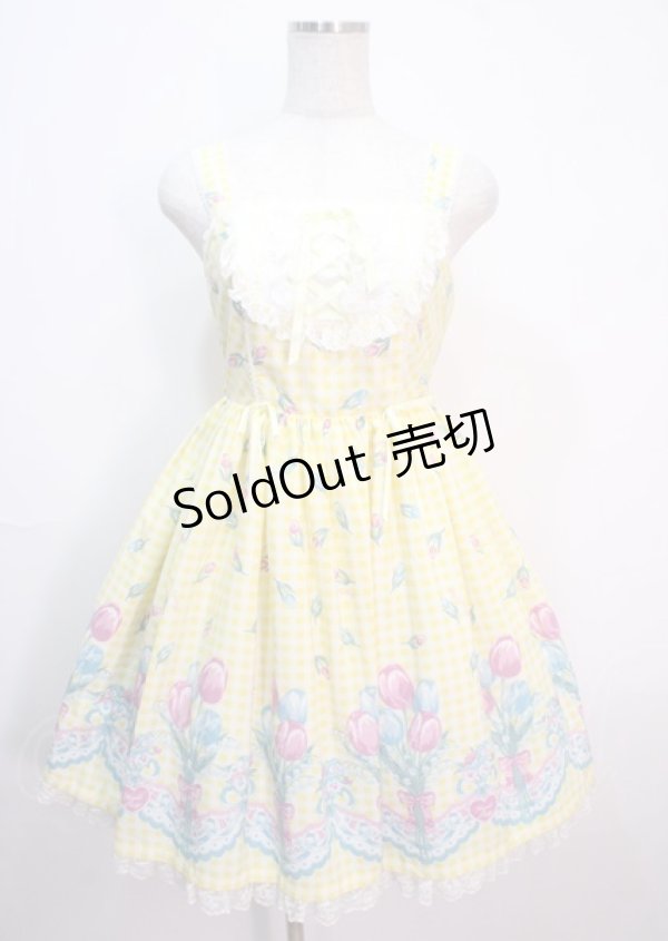 画像1: Angelic Pretty / Tulip Bouquetジャンパースカート  イエロー Y-25-04-01-126-AP-OP-SZ-ZY (1)