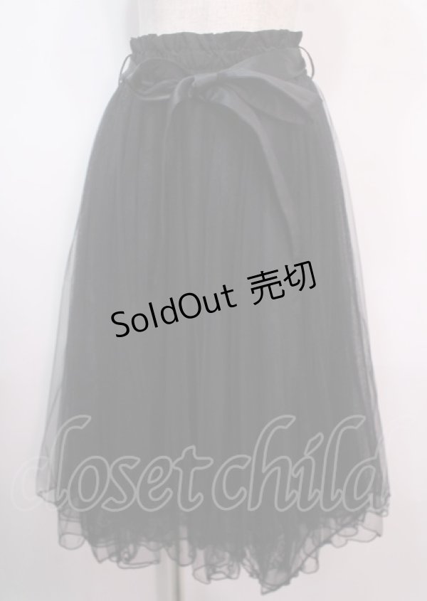 画像1: axes femme POETIQUE / レース×チュールロングスカート M 黒 Y-25-04-01-156-AX-SK-SZ-ZY (1)