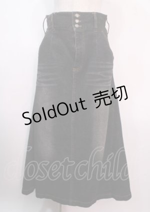 画像: axes femme NOSTALGIE / サイド切替フレアデニムスカート F 黒 Y-25-04-01-181-AX-SK-SZ-ZY