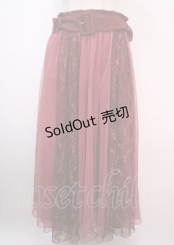 画像1: axes femme / レース×チュールミディスカート M ワイン Y-25-04-01-184-AX-SK-SZ-ZY (1)