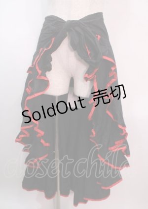 画像: SEXY DYNAMITE LONDON / フリル巻きスカート F 黒×赤 Y-25-04-01-188-PU-SK-SZ-ZY