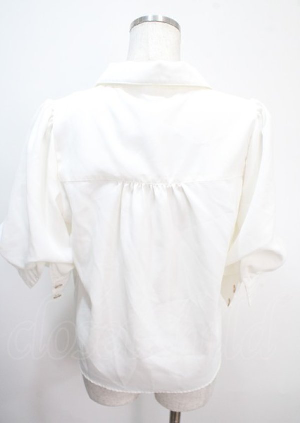 画像2: axes femme POETIQUE / チェックリボン付パフ袖ブラウス M 生成り Y-25-04-01-025-AX-BL-SZ-ZY (2)