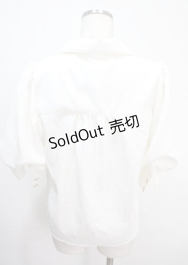画像2: axes femme POETIQUE / チェックリボン付パフ袖ブラウス M 生成り Y-25-04-01-025-AX-BL-SZ-ZY (2)