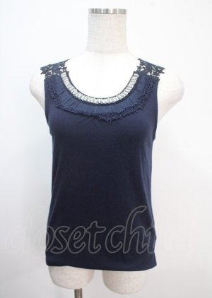 画像: axes femme / レースビジュータンクトップ M 紺 Y-25-04-01-030-AX-TO-SZ-ZY
