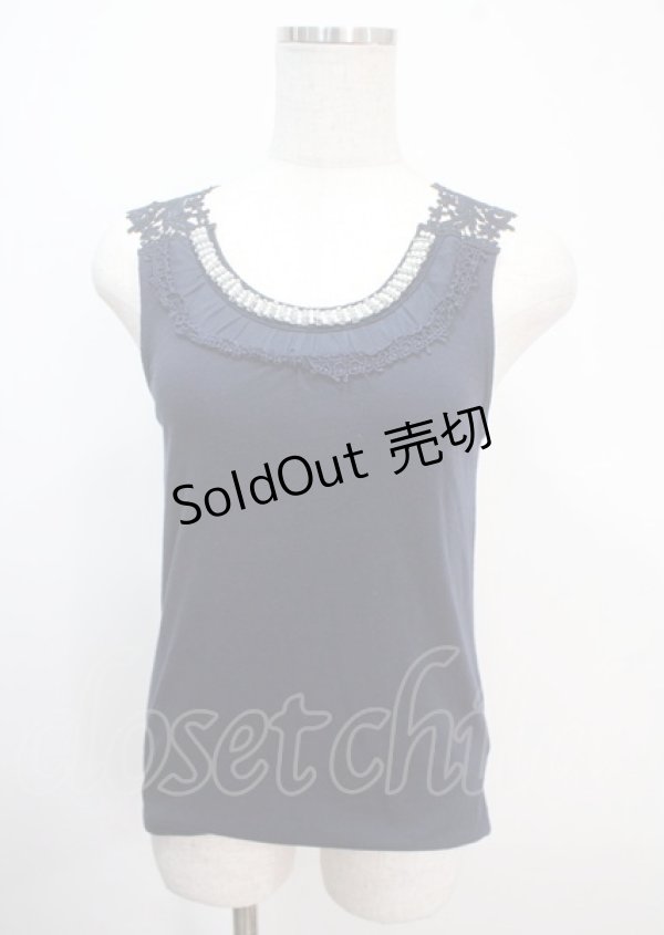 画像1: axes femme / レースビジュータンクトップ M 紺 Y-25-04-01-030-AX-TO-SZ-ZY (1)