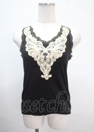 画像: axes femme / ラメ刺繍タンクトップ M 黒 Y-25-04-01-033-AX-TO-SZ-ZI
