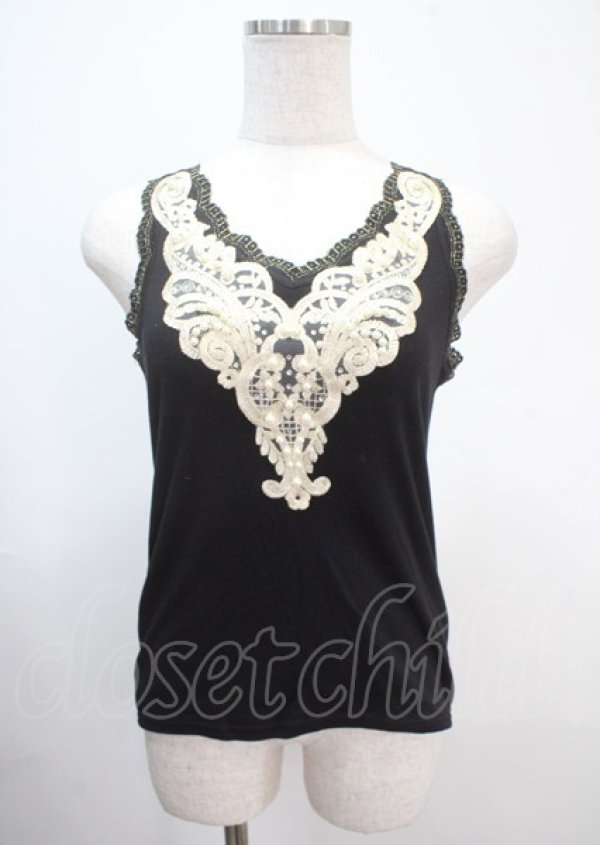 画像1: axes femme / ラメ刺繍タンクトップ M 黒 Y-25-04-01-033-AX-TO-SZ-ZI (1)