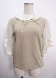 画像1: axes femme / レース×リボン袖プルオーバー M グリーン Y-25-04-03-048-AX-TO-SZ-ZY (1)