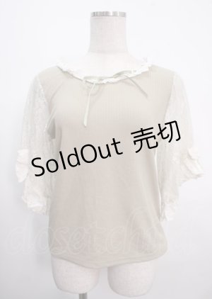 画像: axes femme / レース×リボン袖プルオーバー M グリーン Y-25-04-03-048-AX-TO-SZ-ZY