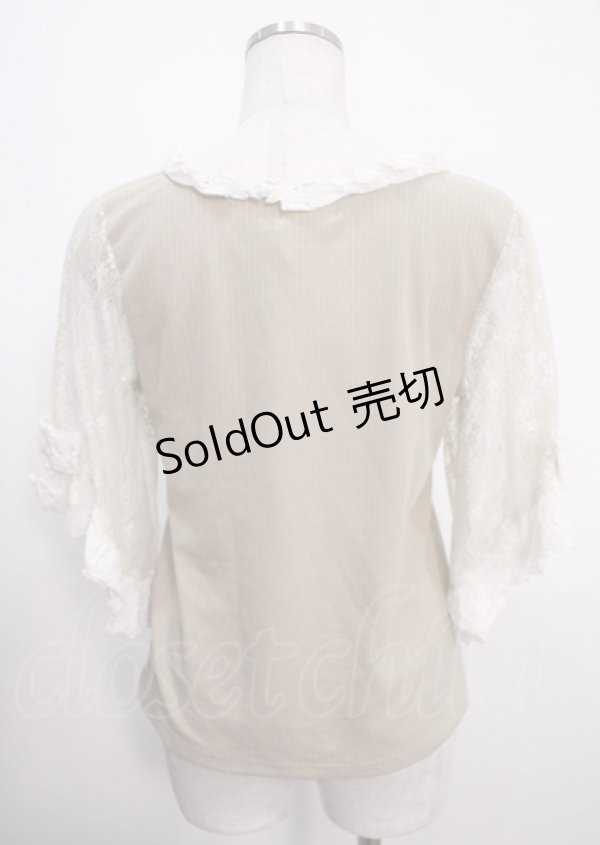 画像2: axes femme / レース×リボン袖プルオーバー M グリーン Y-25-04-03-048-AX-TO-SZ-ZY (2)