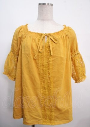 画像: axes femme / 袖レース2WAYブラウス M イエロー Y-25-04-03-049-AX-BL-SZ-ZY