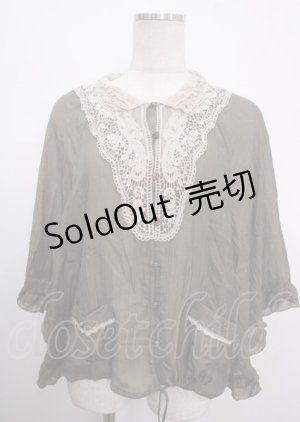 画像: axes femme / 裾ブラウジングレース衿ブラウス M カーキ Y-25-04-03-052-AX-BL-SZ-ZY
