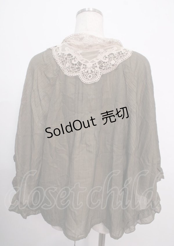 画像2: axes femme / 裾ブラウジングレース衿ブラウス M カーキ Y-25-04-03-052-AX-BL-SZ-ZY (2)