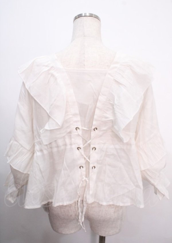 画像2: axes femme / ボリュームフリルカーデ M 生成り Y-25-04-03-055-AX-TO-SZ-ZY (2)